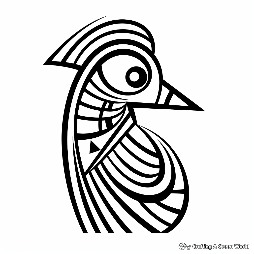 Printable Abstract Woodpecker Coloring Pages for Artists 3