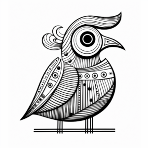 Printable Abstract Wren Coloring Pages for Artists 1