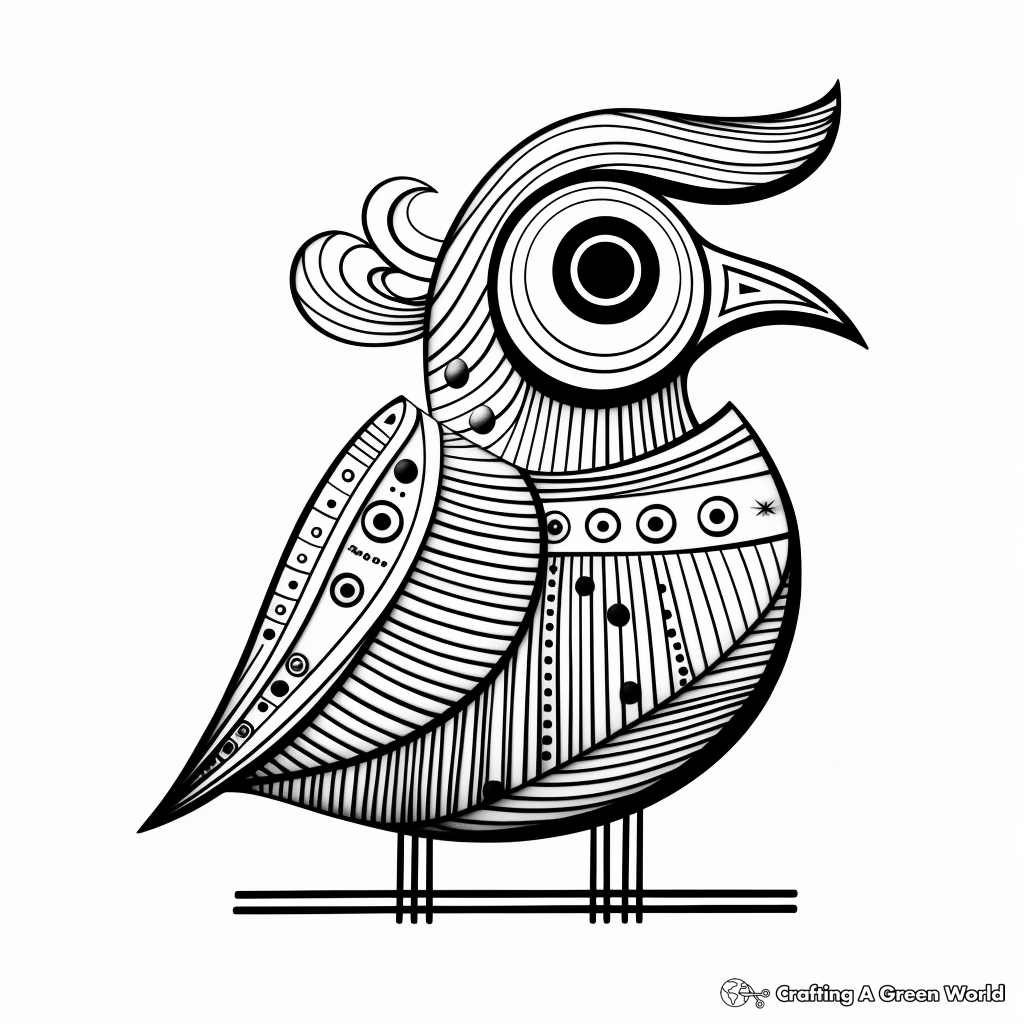 Printable Abstract Wren Coloring Pages for Artists 1
