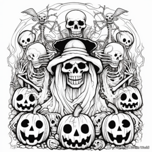 Printable Adult Halloween Coloring Pages with Intricate Designs 2