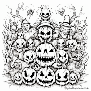 Printable Adult Halloween Coloring Pages with Intricate Designs 4