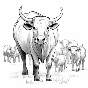 Printable African Buffalo Herd Coloring Pages 1