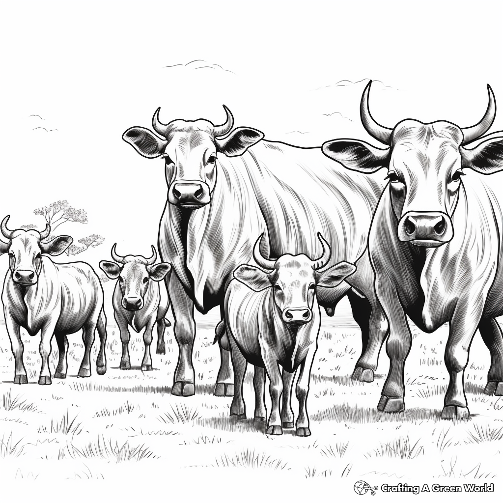 Printable African Buffalo Herd Coloring Pages 2