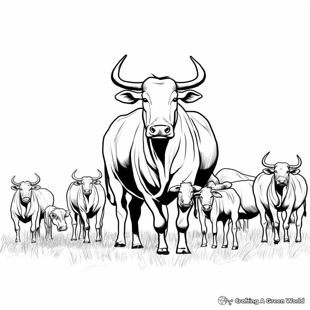 Printable African Buffalo Herd Coloring Pages 3