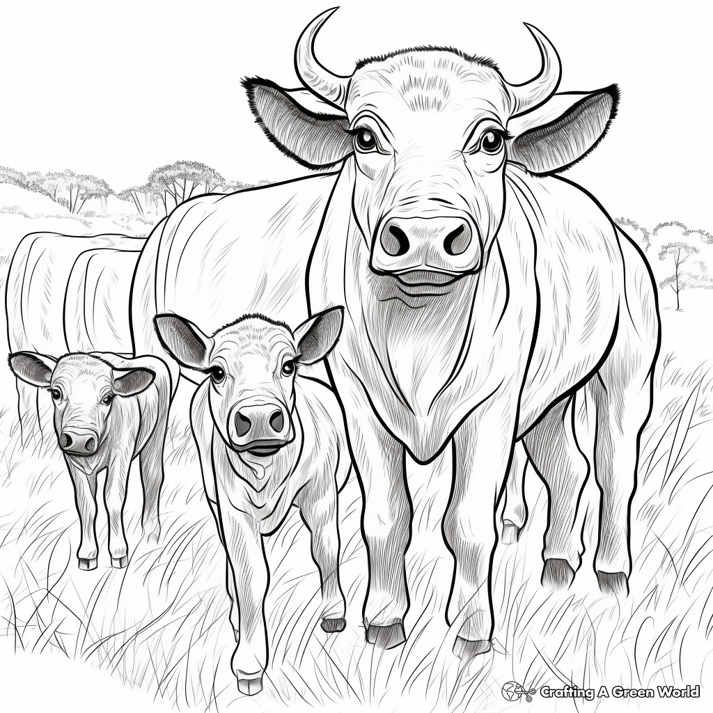 Printable African Buffalo Herd Coloring Pages 4