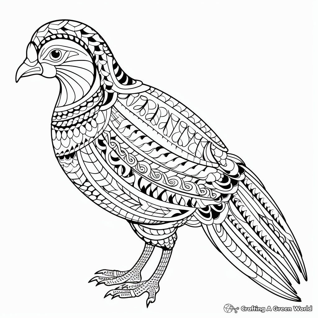 Printable and Intricate Tragopan Pheasant Coloring Pages 1