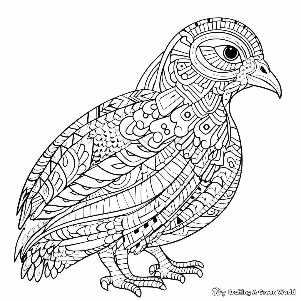 Printable and Intricate Tragopan Pheasant Coloring Pages 2