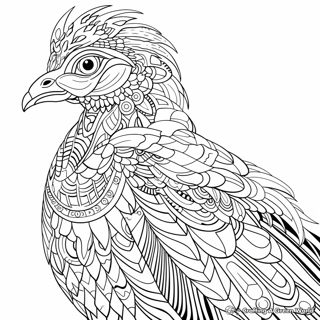 Printable and Intricate Tragopan Pheasant Coloring Pages 3