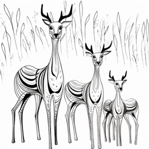 Printable Antelope Family Coloring Pages 1