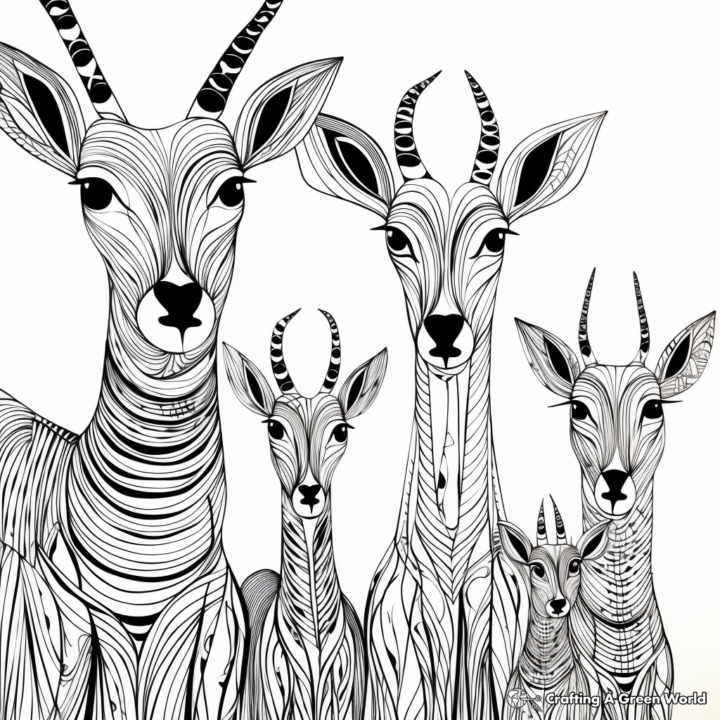 Printable Antelope Family Coloring Pages 2