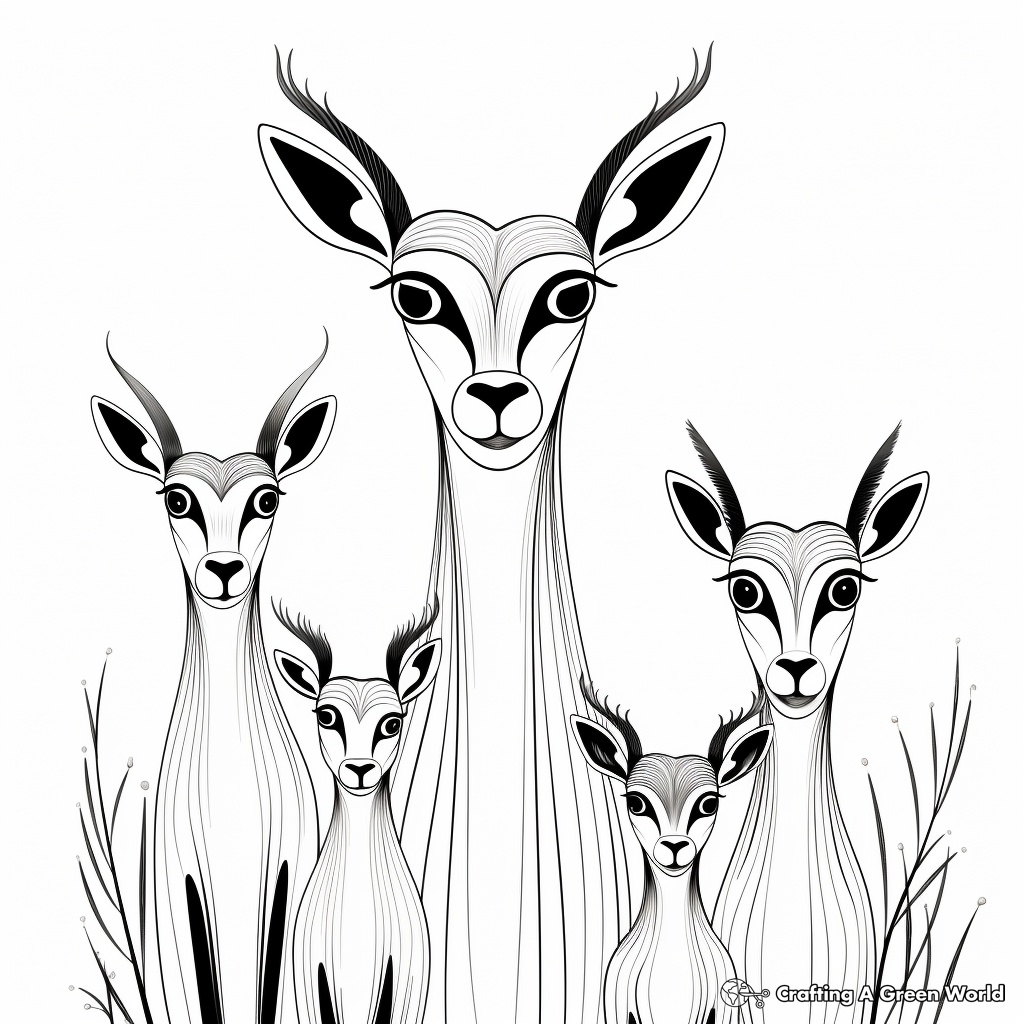 Printable Antelope Family Coloring Pages 3