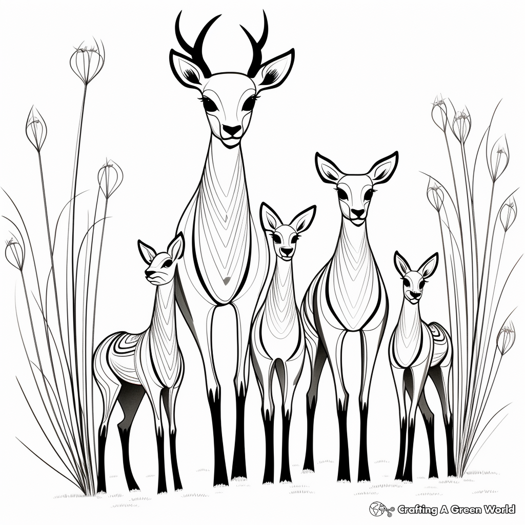 Printable Antelope Family Coloring Pages 4