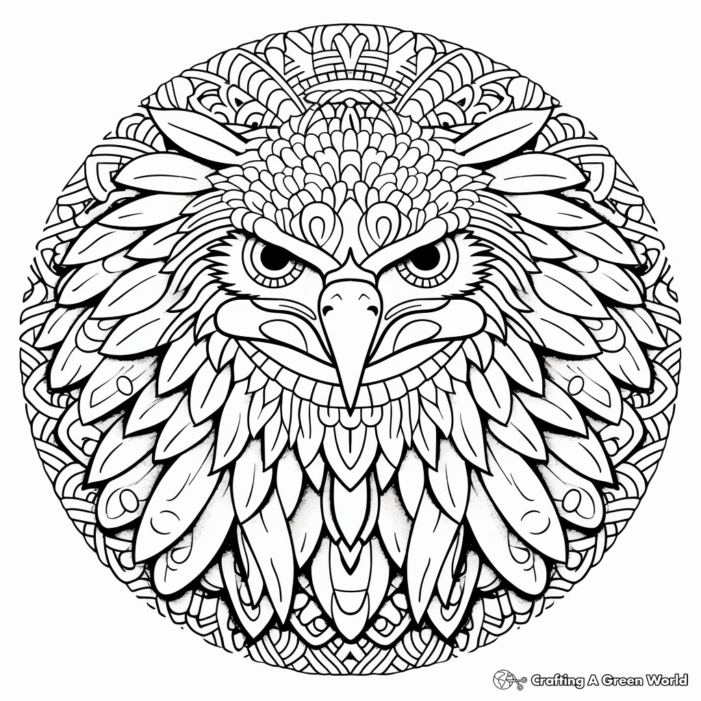 Printable Artistic Eagle Mandala Coloring Pages 1