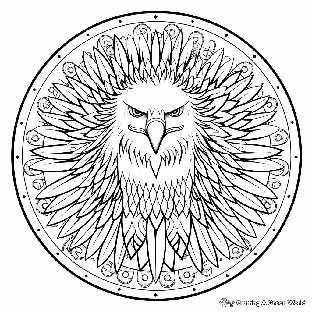 Printable Artistic Eagle Mandala Coloring Pages 3