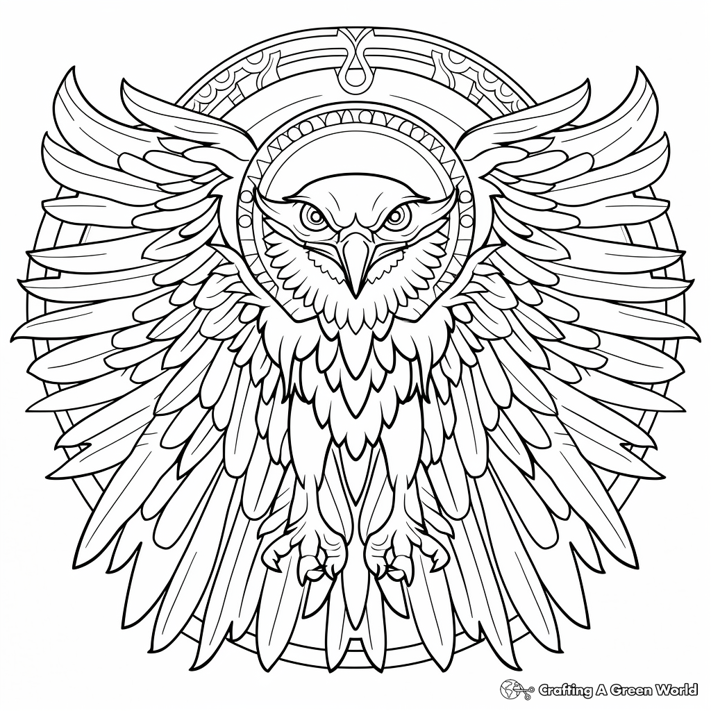 Printable Artistic Eagle Mandala Coloring Pages 4