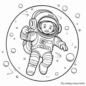Printable Astronaut in Space with Gravity Coloring Pages 2