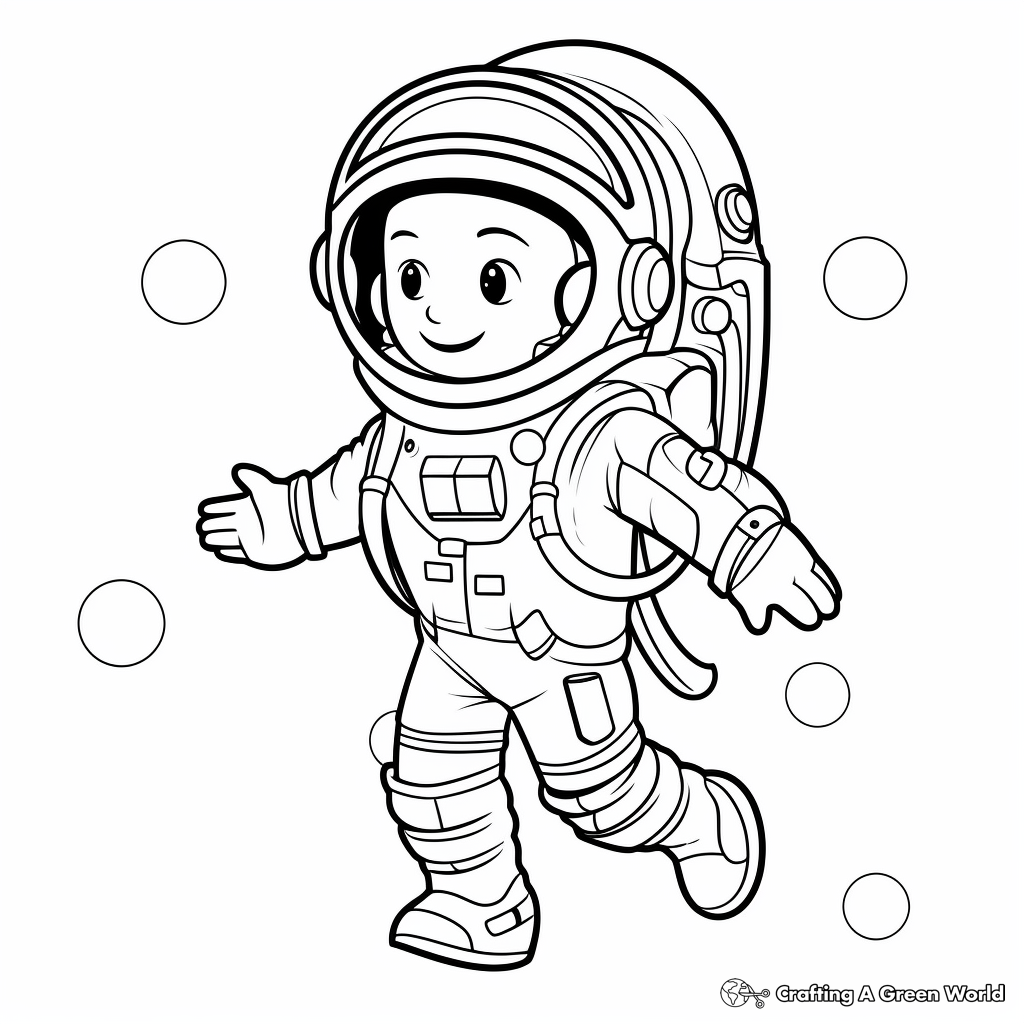 Printable Astronaut in Space with Gravity Coloring Pages 4