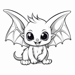 Printable Baby Bat and Moon Coloring Pages 2