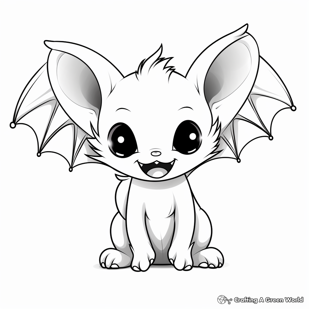 Printable Baby Bat and Moon Coloring Pages 3