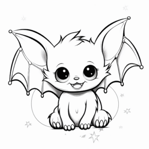 Printable Baby Bat and Moon Coloring Pages 4