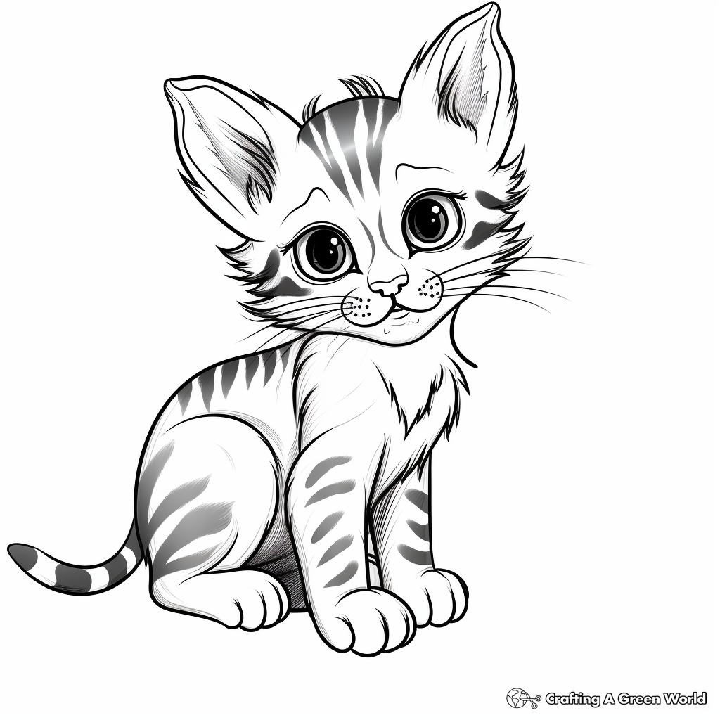 Printable Bengal Kitten Coloring Sheets 1