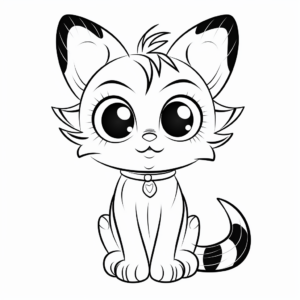Printable Big Eyed Calico Kitty for Toddler Coloring Page 1