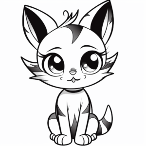 Printable Big Eyed Calico Kitty for Toddler Coloring Page 2