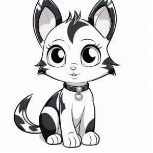 Printable Big Eyed Calico Kitty for Toddler Coloring Page 3