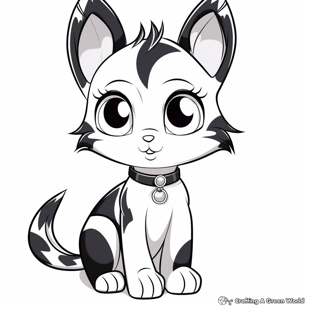 Printable Big Eyed Calico Kitty for Toddler Coloring Page 3