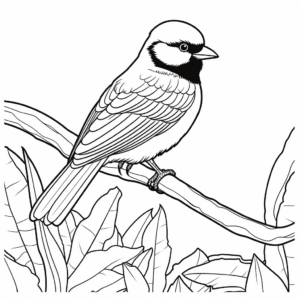 Printable Black Capped Chickadee In A Tree Coloring Pages 4
