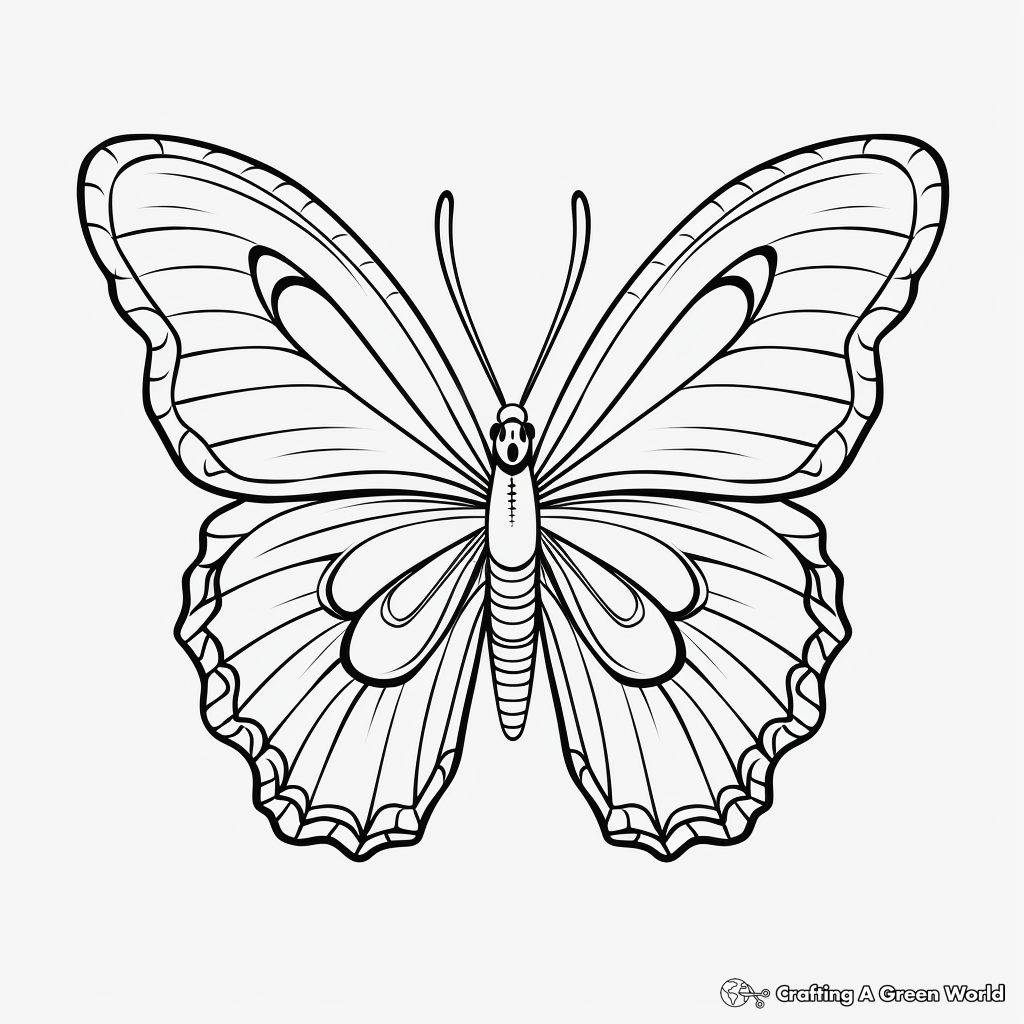 Printable Blue Morpho Butterfly Coloring Pages for Kids 3