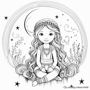 Printable Boho Rainbow Coloring Pages for Artists 1