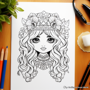 Printable Boho Rainbow Coloring Pages for Artists 2