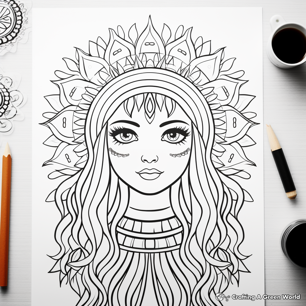 Printable Boho Rainbow Coloring Pages for Artists 3