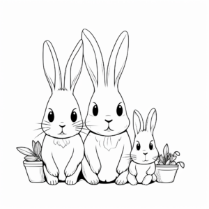 Printable Bunny Friends Coloring Pages 1
