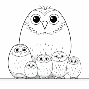 Printable Burrowing Owl Family Coloring Pages for Kids 1