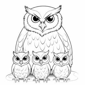 Printable Burrowing Owl Family Coloring Pages for Kids 2