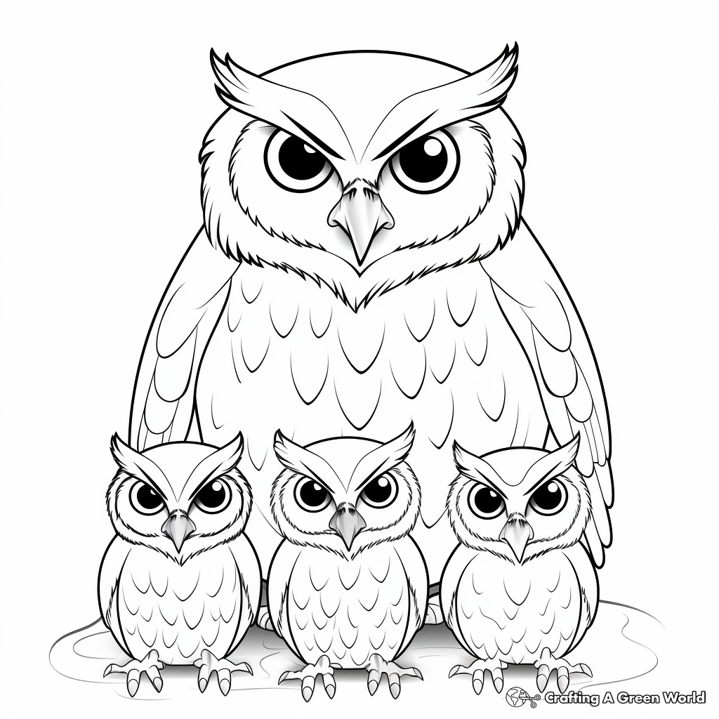 Printable Burrowing Owl Family Coloring Pages for Kids 2
