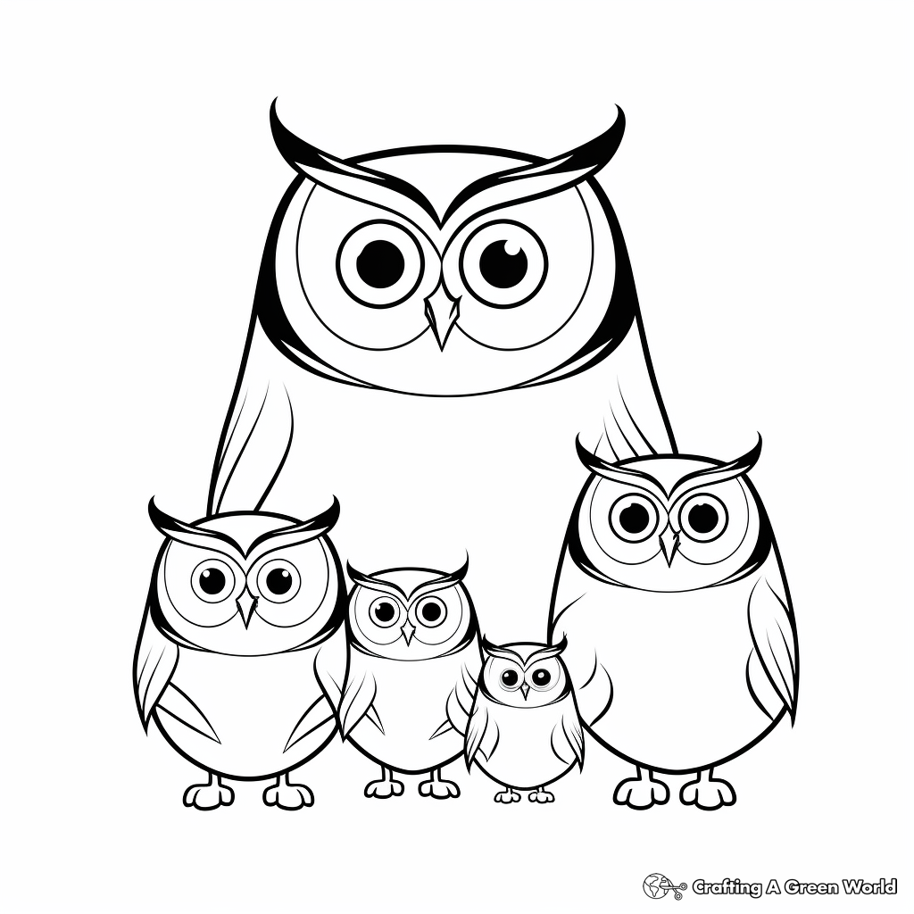 Printable Burrowing Owl Family Coloring Pages for Kids 3