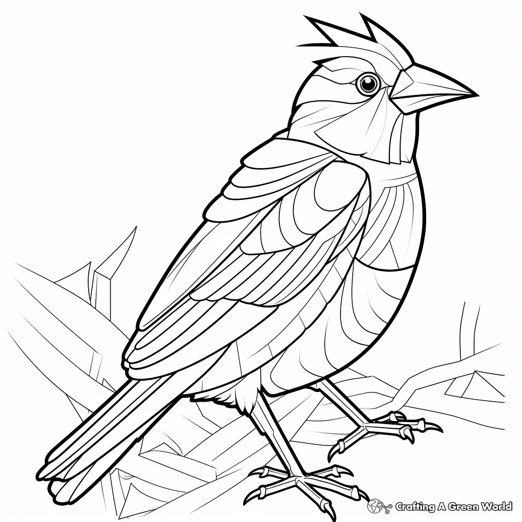 Printable Cardinal in Snow Coloring Pages 3