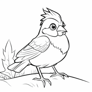 Printable Cardinal in Snow Coloring Pages 4