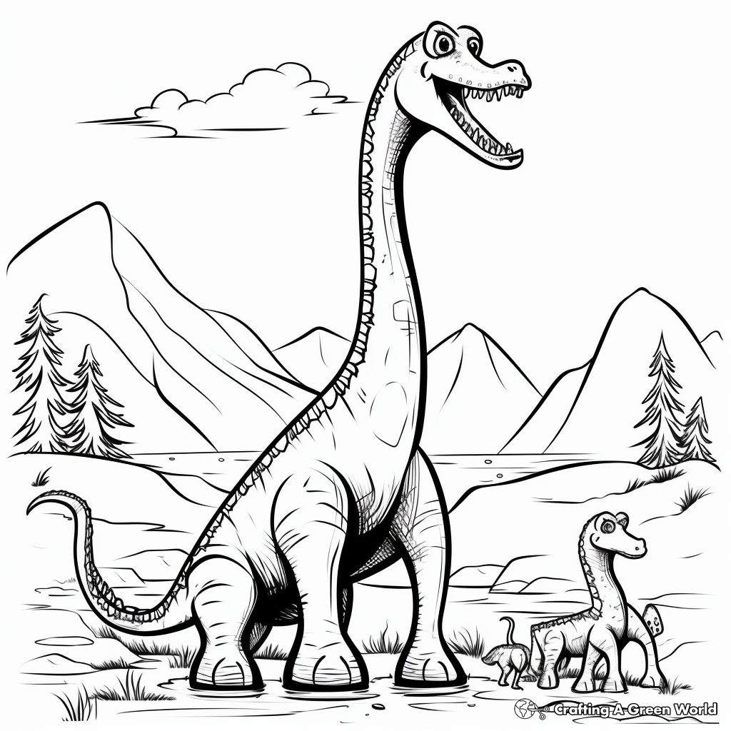 Printable Cartoon Brachiosaurus Coloring Pages 1