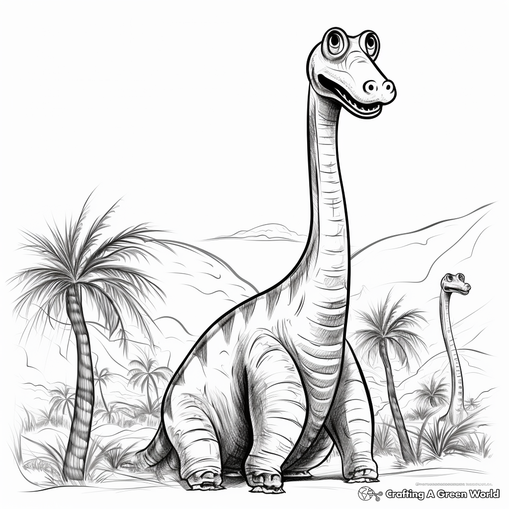 Printable Cartoon Brachiosaurus Coloring Pages 3