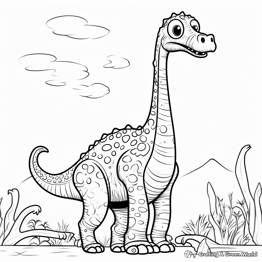 Printable Cartoon Brachiosaurus Coloring Pages 4