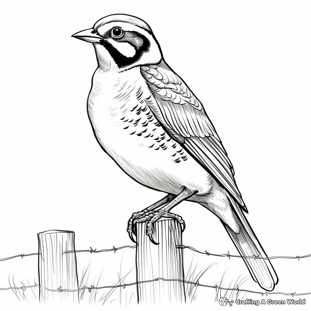Printable Cartoonish Western Meadowlark Coloring Pages 2