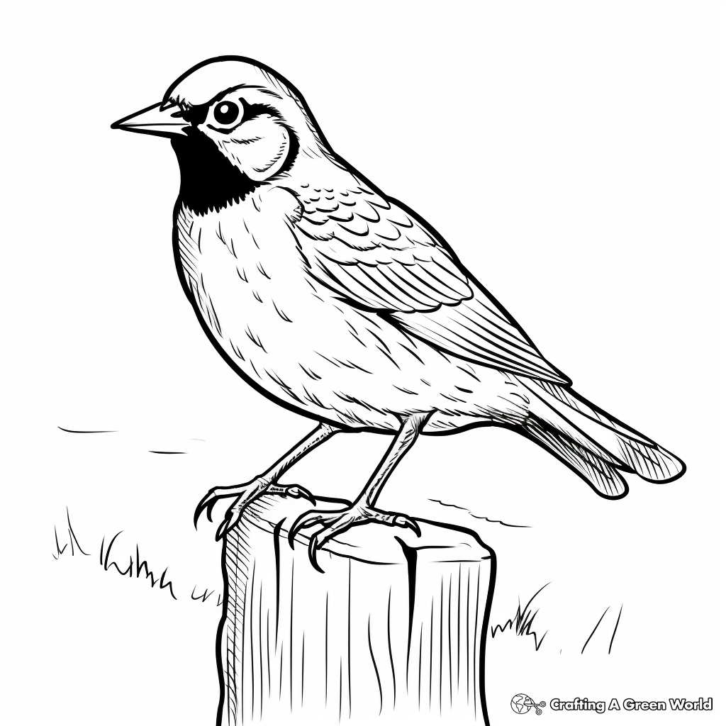 Printable Cartoonish Western Meadowlark Coloring Pages 3