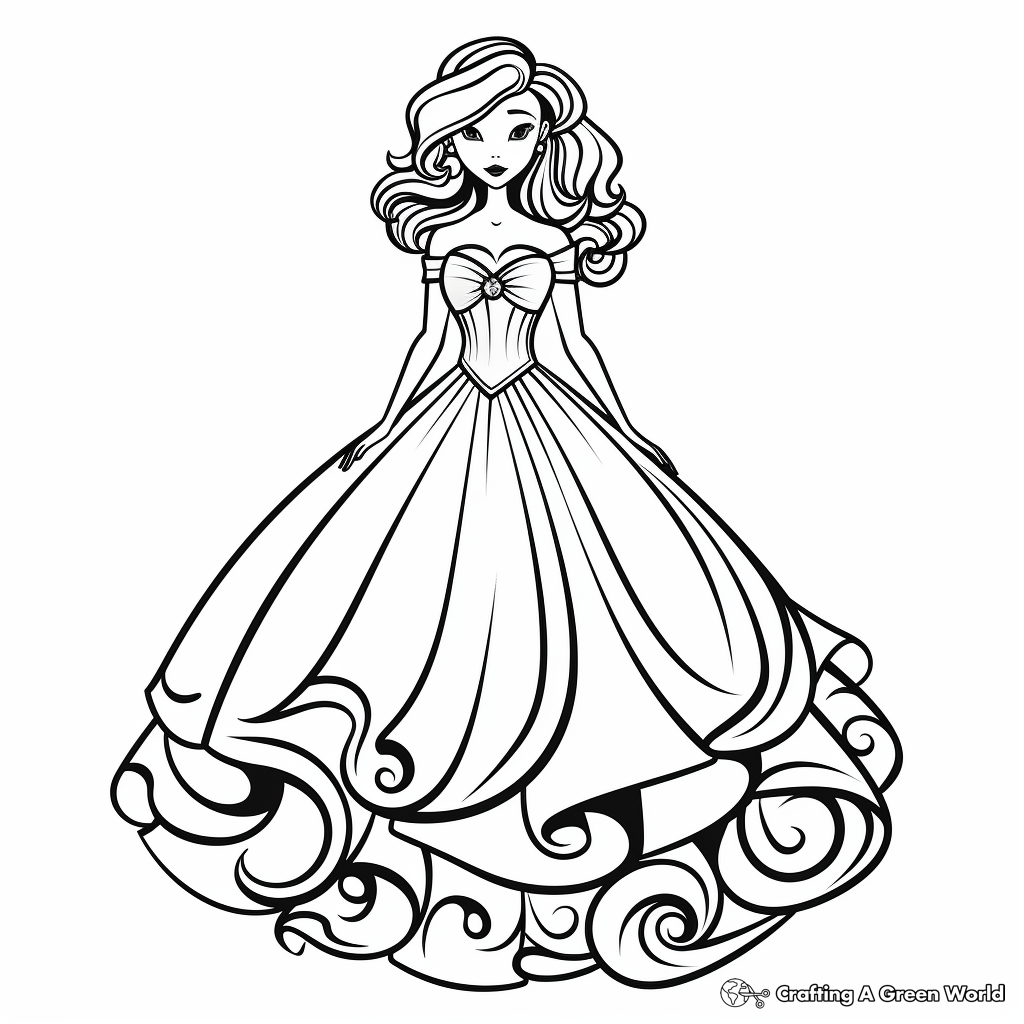 Printable Celebrity Ball Gown Dress Coloring Pages 1