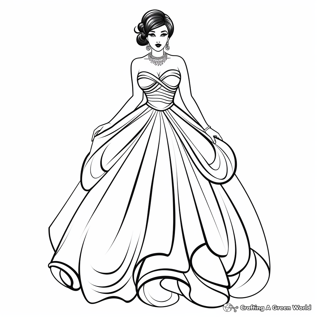 Printable Celebrity Ball Gown Dress Coloring Pages 2