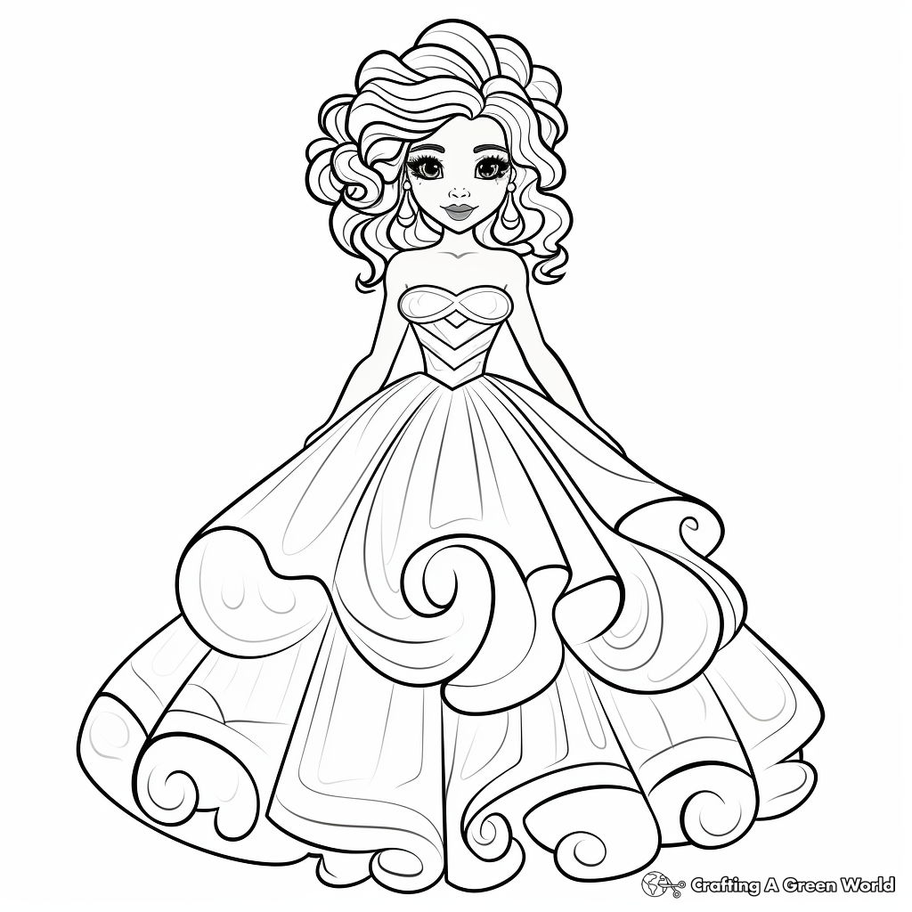 Printable Celebrity Ball Gown Dress Coloring Pages 3