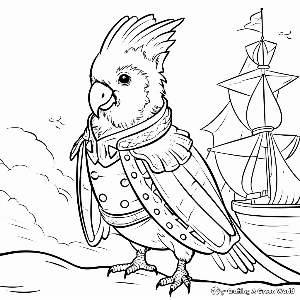 Printable Cockatiel and Tulips Coloring Pages for Artists 1